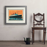 Long Beach, CA: Queen Mary - Art Print, 18x24 / Deluxe / Gray