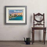 Portland, Oregon: Waterfont Skyline - Art Print, 18x24 / Deluxe / Gray