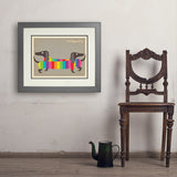 Mod Rainbow Dogs - Art Print, 18x24 / Deluxe / Gray