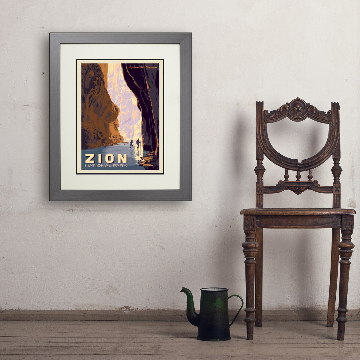 zion-national-park-explore-the-narrows - 18x24 / Deluxe / Gray / Env