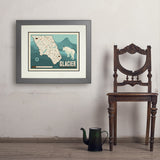Map of Glacier National Park - Art Print, 18x24 / Deluxe / Gray