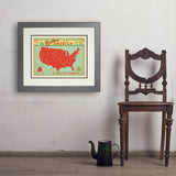Map of the USA Print - Art Print, 18x24 / Deluxe / Gray
