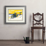 Salt Flat Motorcycle Racer - Art Print, 18x24 / Deluxe / Gray