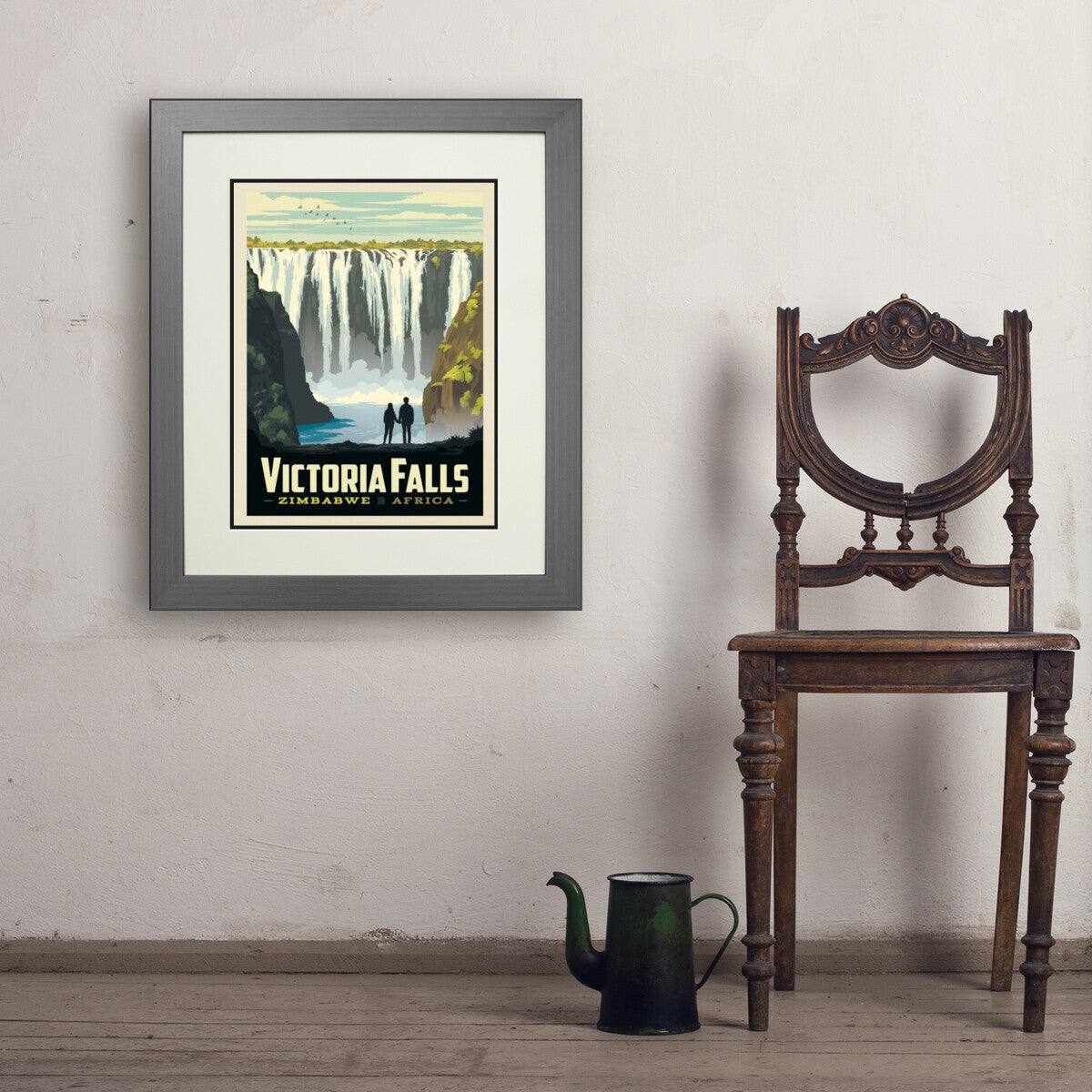 イギリス シルクスクリーン ポスター UK ヴィヴィアン アート 57cm Zimbabwe, Africa: Victoria Falls — Vintage Travel Poster | Art