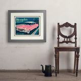 Memphis, TN: Pink Caddy (Horizontal) - Art Print, 18x24 / Deluxe / Gray