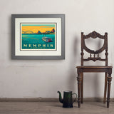 Memphis, TN: River View (Horizontal) - Art Print, 18x24 / Deluxe / Gray