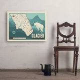 Map of Glacier National Park - Art Print, 24x32