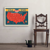 250th Anniversary USA: Commemorative Map - Art Print, 24x32