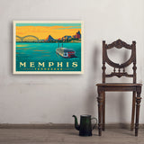 Memphis, TN: River View (Horizontal) - Art Print, 24x32