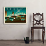 Nashville Skyline: Pedestrian Bridge, Horizontal - Art Print, 24x32