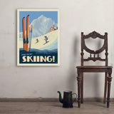 Classic Ski Design: Spend The Day Skiing!  - Art Print, 24x32