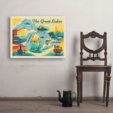 Great Lakes: Horizontal Map - Art Print, 24x32