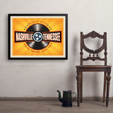 Music City: Vinyl Record (Horizontal) - Art Print, 24x32 / Simple / Black