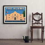 San Antonio, TX: The Alamo (Horizontal) - Art Print, 24x32 / Simple / Black