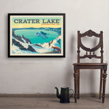 Crater Lake National Park: Winter Fox (Horizontal) - Art Print, 24x32 / Simple / Black