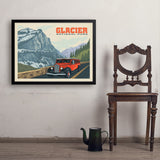 Glacier National Park: Going To The Sun Road (Horizontal) - Art Print, 24x32 / Simple / Black