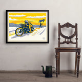 Salt Flat Motorcycle Racer - Art Print, 24x32 / Simple / Black