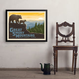 Great Smoky Mountains Horizontal Print - Art Print, 24x32 / Simple / Black