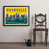 Nashville Sunset Skyline (Horizontal) - Art Print, 24x32 / Simple / Black