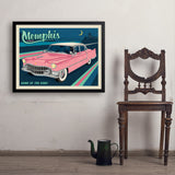 Memphis, TN: Pink Caddy (Horizontal) - Art Print, 24x32 / Simple / Black