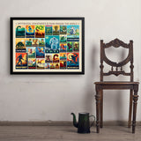 Mythical Creatures From Around The World Collage - Art Print, 24x32 / Simple / Black