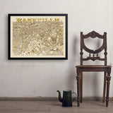Illustrated Map of Nashville - Art Print, 24x32 / Simple / Black