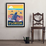 Florida: Sea Turtle Hatchling Habitats - Art Print, 24x32 / Simple / Black