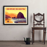 Oregon Coast: Cannon Beach - Art Print, 24x32 / Simple / Black