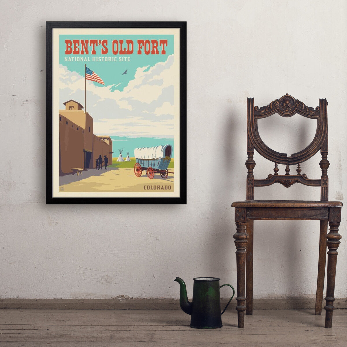 bents-old-fort-national-historic-site-co - 24x32 / Simple / Black / Env