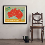 Australia: Explore Down Under Map - Art Print, 24x32 / Simple / Black