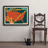 2024 Total Solar Eclipse Map - Art Print, 24x32 / Simple / Black
