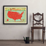 Map of the USA Print - Art Print, 24x32 / Simple / Black