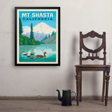 Mount Shasta, California - Art Print, 24x32 / Simple / Black