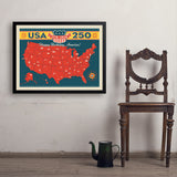 250th Anniversary USA: Commemorative Map - Art Print, 24x32 / Simple / Black