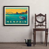 Memphis, TN: River View (Horizontal) - Art Print, 24x32 / Simple / Black