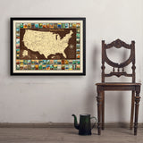 63 National Parks: Map Of USA - Art Print, 24x32 / Simple / Black