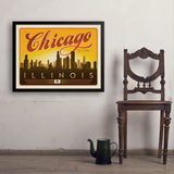 Chicago: Horizontal Skyline - Art Print, 24x32 / Simple / Black