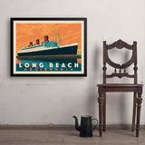 Long Beach, CA: Queen Mary - Art Print, 24x32 / Simple / Black
