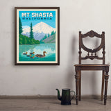 Mount Shasta, California - Art Print, 24x32 / Simple / Brown