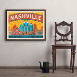 Nashville Landmarks (Horizontal) - Art Print, 24x32 / Simple / Brown