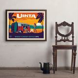 West Coast Surf Van (Pub Poster) - Art Print, 24x32 / Simple / Brown
