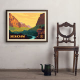 Zion National Park: 100th Anniversary (Horizontal) - Art Print, 24x32 / Simple / Brown