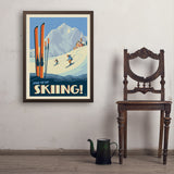 Classic Ski Design: Spend The Day Skiing!  - Art Print, 24x32 / Simple / Brown