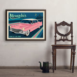 Memphis, TN: Pink Caddy (Horizontal) - Art Print, 24x32 / Simple / Brown