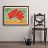 Australia: Explore Down Under Map - Art Print, 24x32 / Simple / Brown