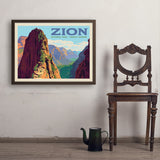 Zion National Park: Ascent To Angels Landing (Horizontal) - Art Print, 24x32 / Simple / Brown
