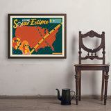 2024 Total Solar Eclipse Map - Art Print, 24x32 / Simple / Brown