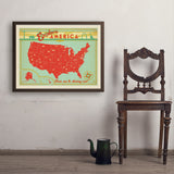 Map of the USA Print - Art Print, 24x32 / Simple / Brown