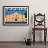 San Antonio, TX: The Alamo (Horizontal) - Art Print, 24x32 / Simple / Brown