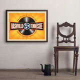 Music City: Vinyl Record (Horizontal) - Art Print, 24x32 / Simple / Brown